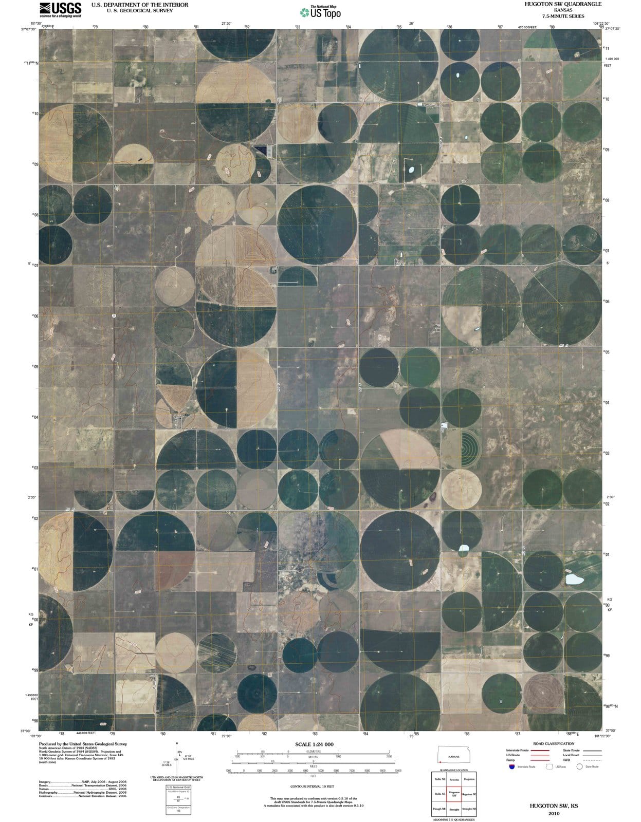 2010 Hugoton, KS - Kansas - USGS Topographic Map