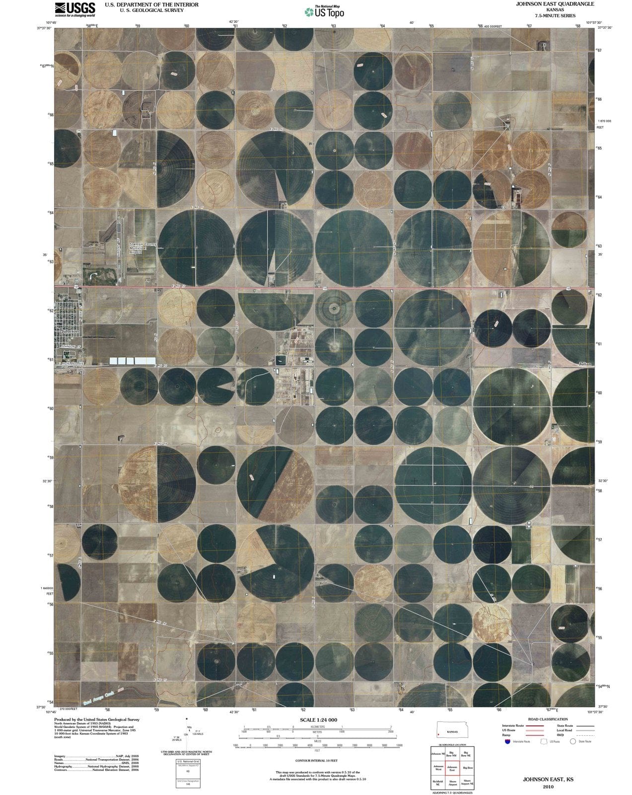 2010 Johnson East, KS - Kansas - USGS Topographic Map