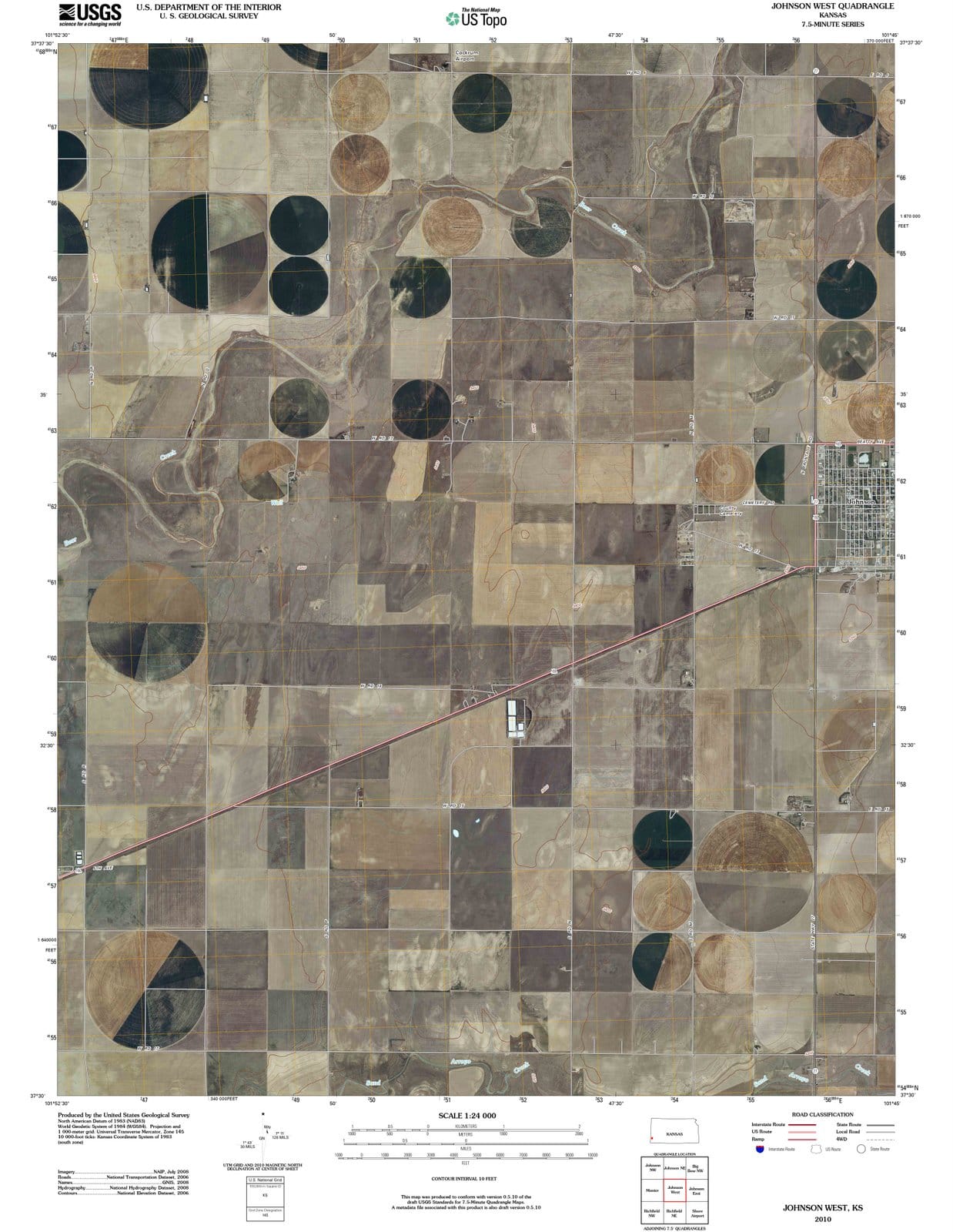 2010 Johnson West, KS - Kansas - USGS Topographic Map