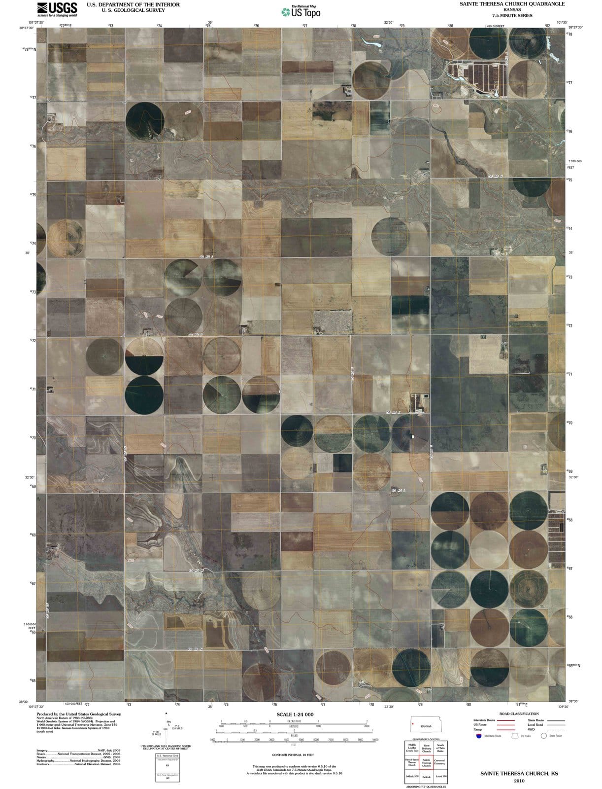 2010 Sainte Theresa Church, KS - Kansas - USGS Topographic Map
