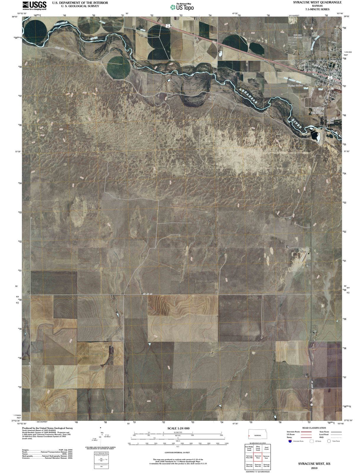 2010 Syracuse West, KS - Kansas - USGS Topographic Map