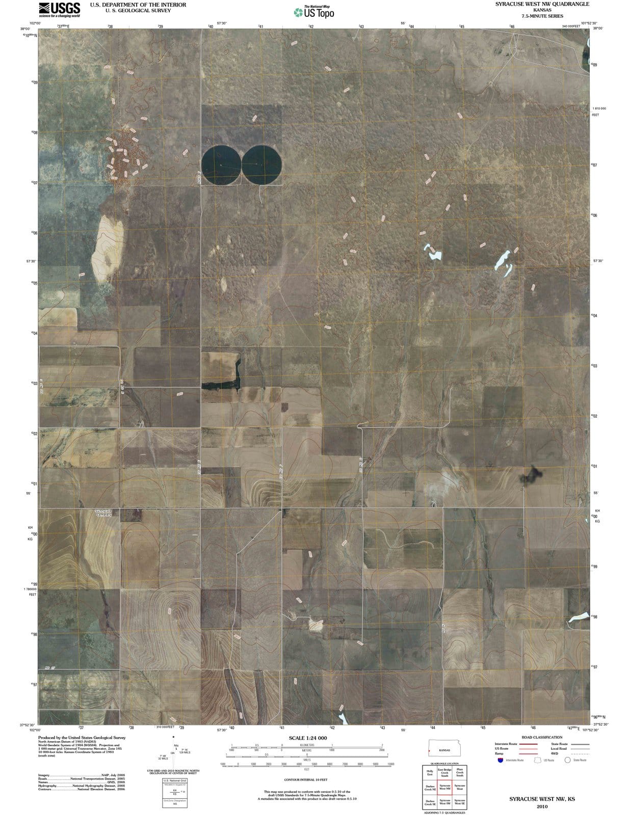 2010 Syracuse West, KS - Kansas - USGS Topographic Map