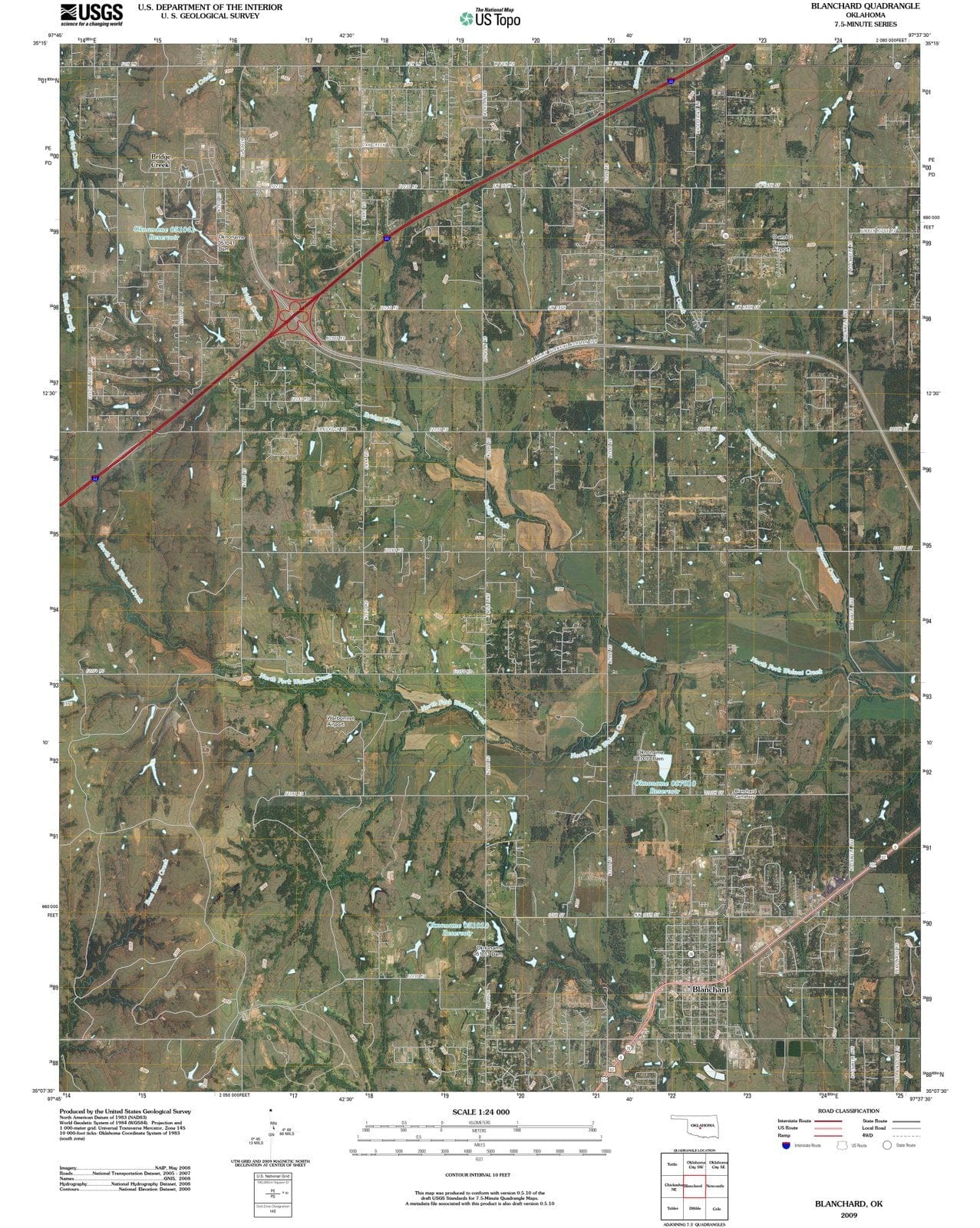 2009 Blanchard, OK - Oklahoma - USGS Topographic Map