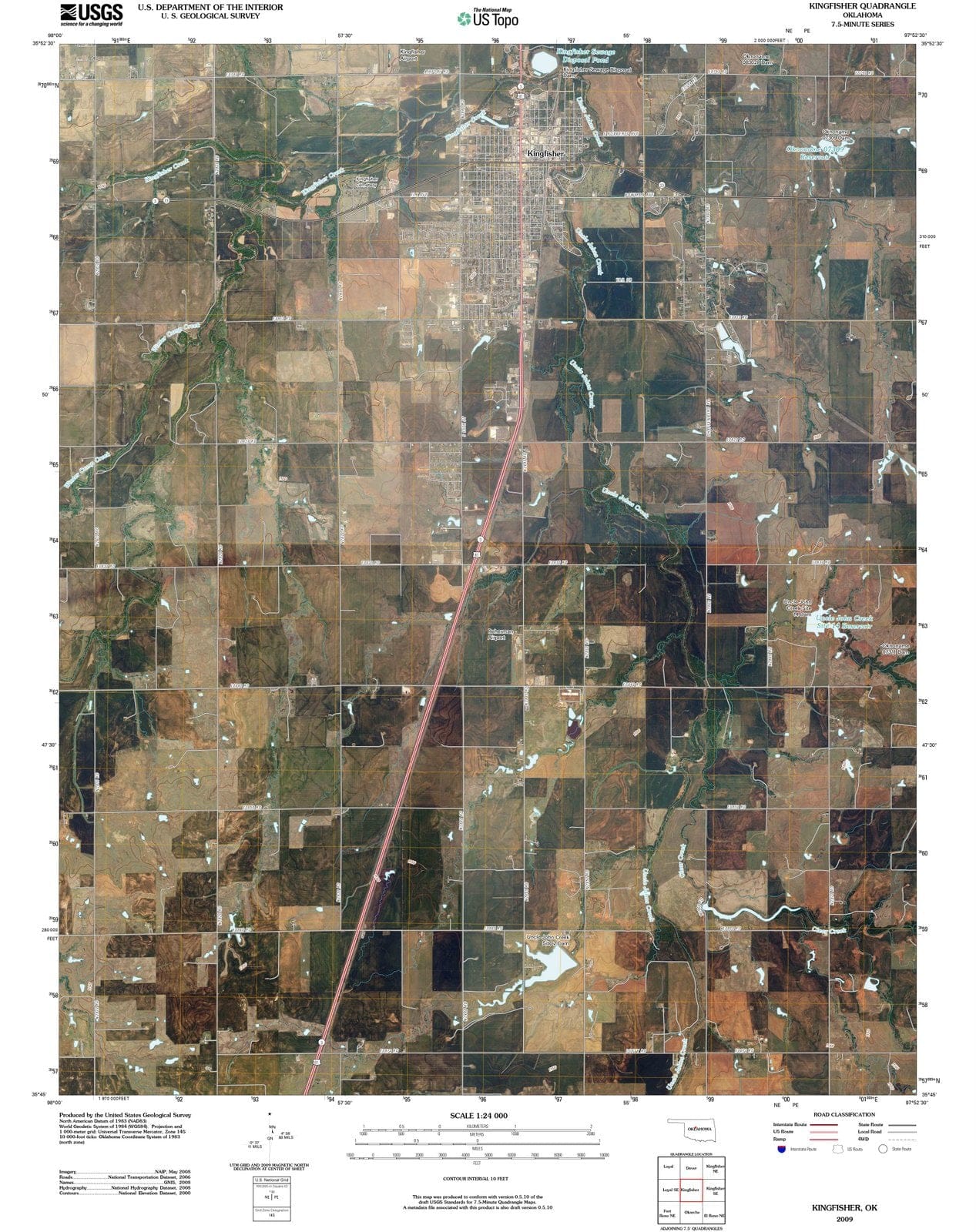 2009 Kingfisher, OK - Oklahoma - USGS Topographic Map