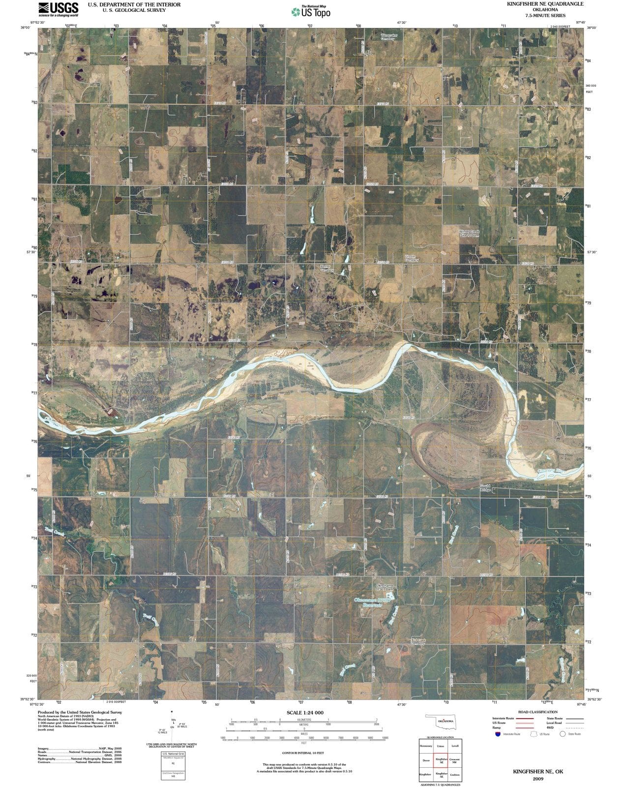 2009 Kingfisher, OK - Oklahoma - USGS Topographic Map