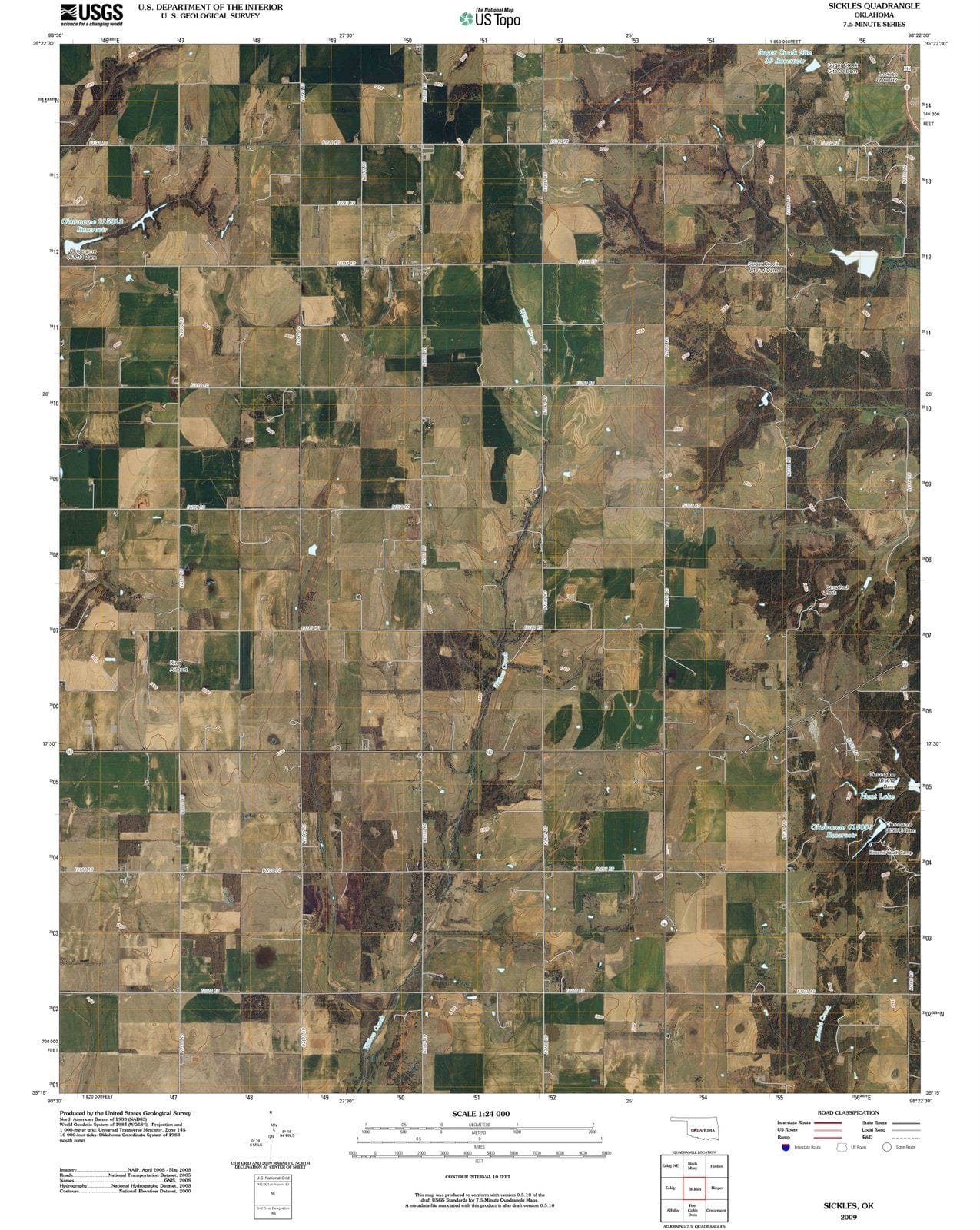 2009 Sickles, OK - Oklahoma - USGS Topographic Map