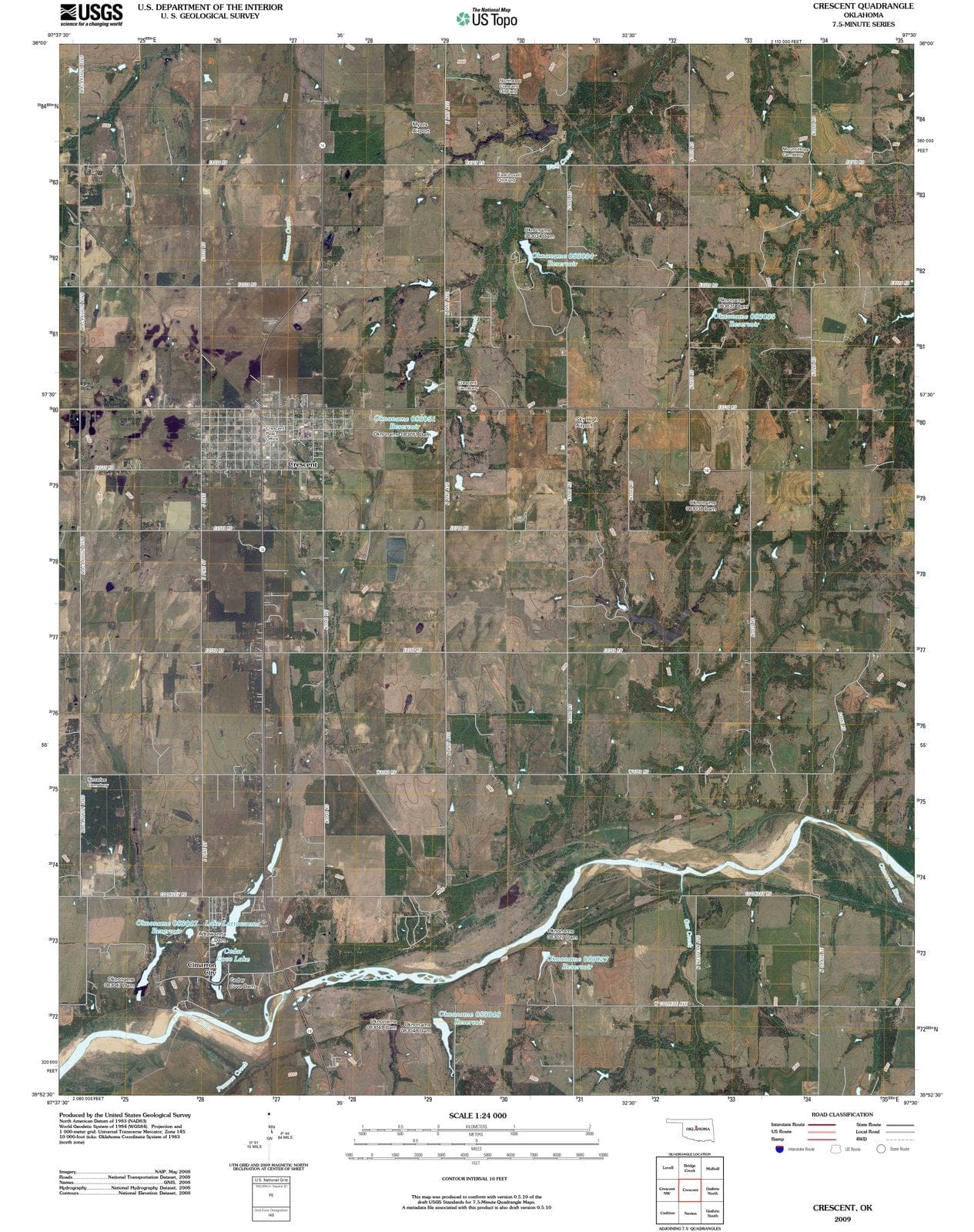 2009 Crescent, OK - Oklahoma - USGS Topographic Map