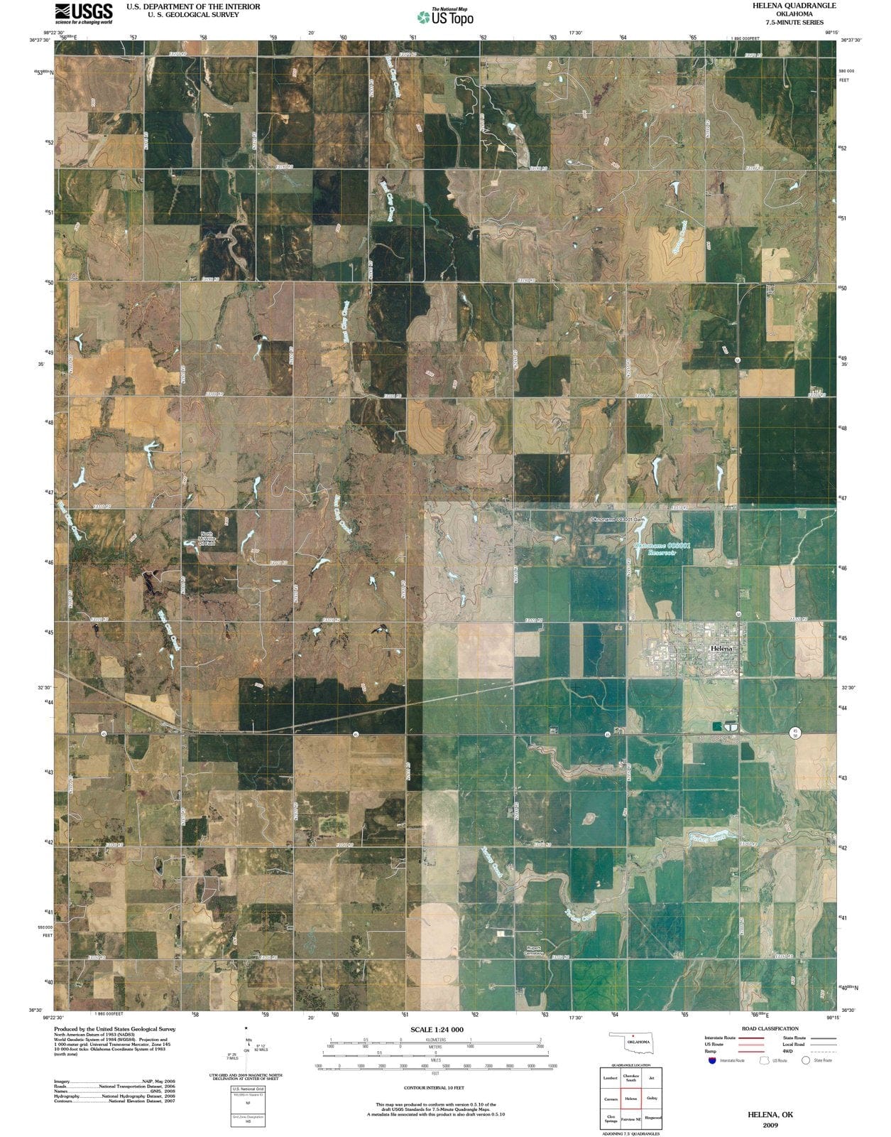 2009 Helena, OK - Oklahoma - USGS Topographic Map