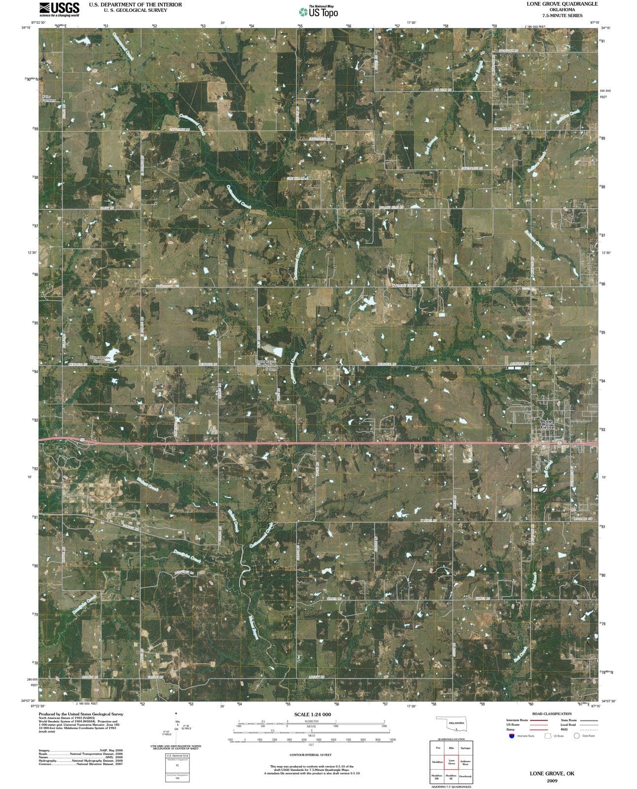 2009 Lone Grove, OK - Oklahoma - USGS Topographic Map