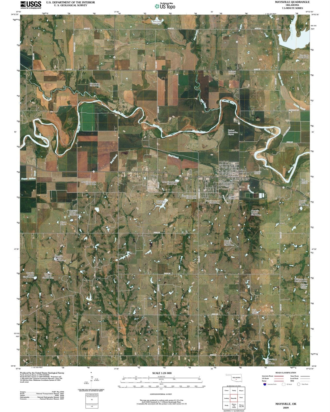 2009 Maysville, OK - Oklahoma - USGS Topographic Map