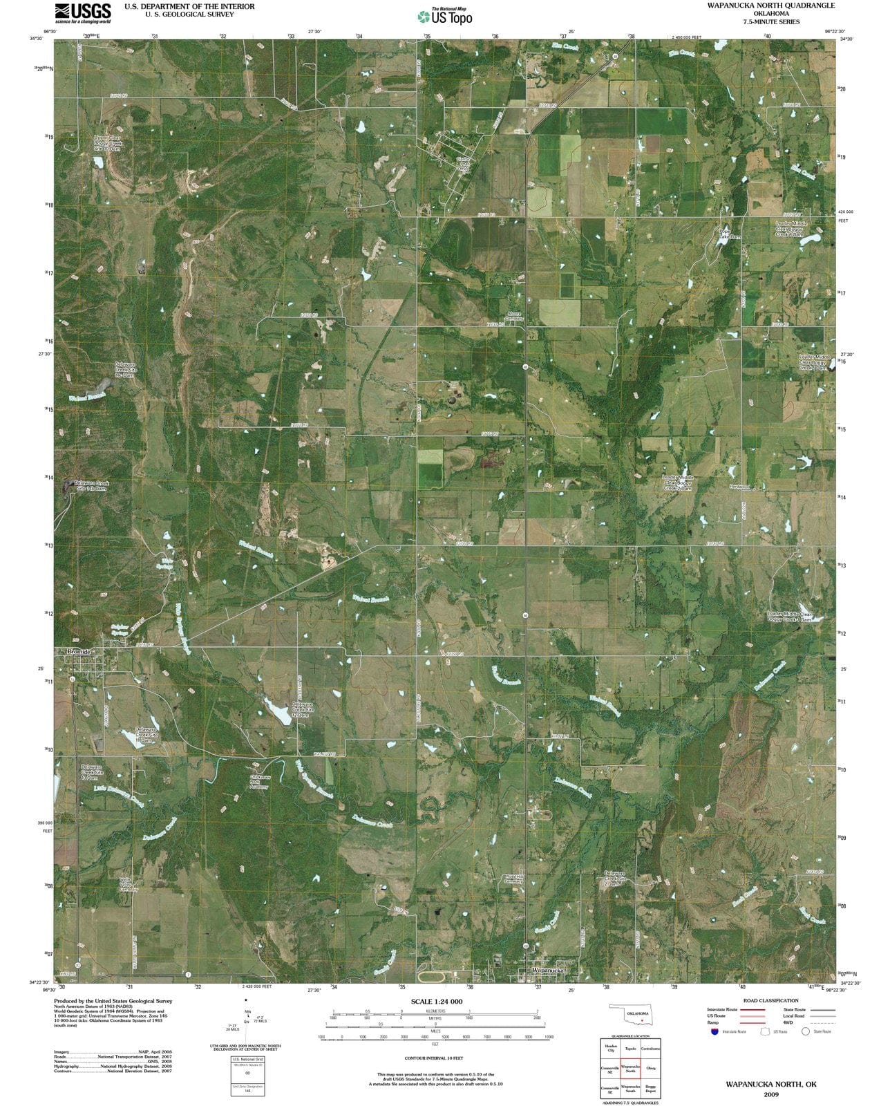 2009 Wapanucka North, OK - Oklahoma - USGS Topographic Map