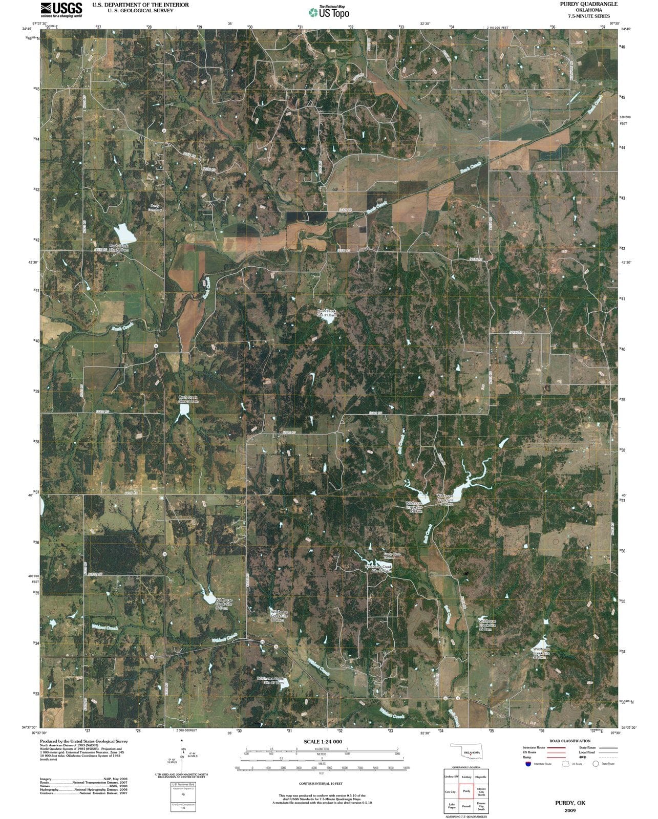 2009 Purdy, OK - Oklahoma - USGS Topographic Map