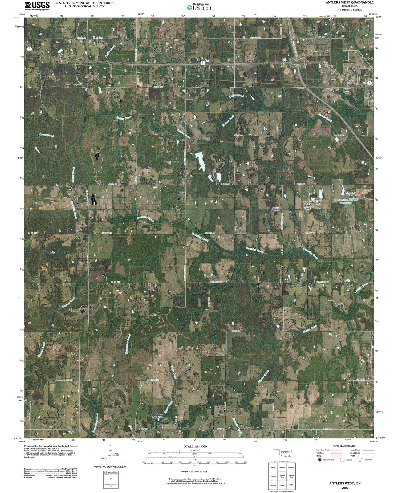 2009 Antlers West, OK - Oklahoma - USGS Topographic Map