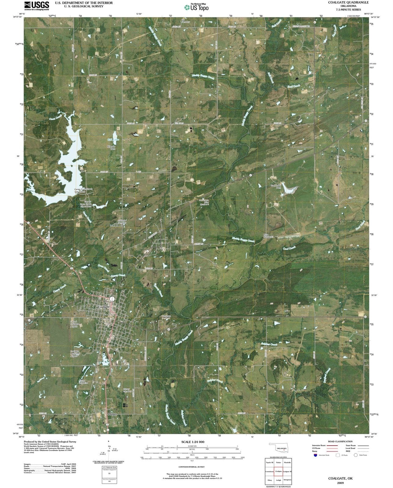 2009 Coalgate, OK - Oklahoma - USGS Topographic Map
