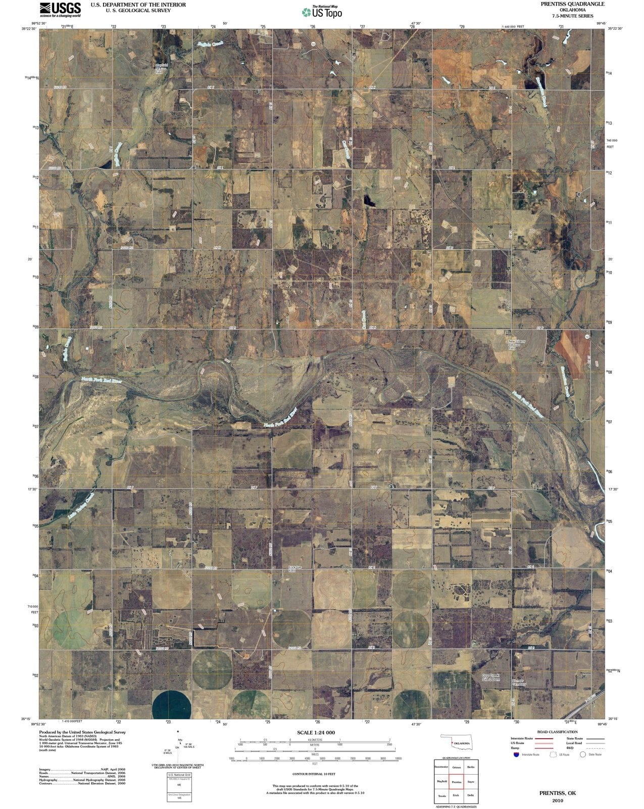 2010 Prentiss, OK - Oklahoma - USGS Topographic Map