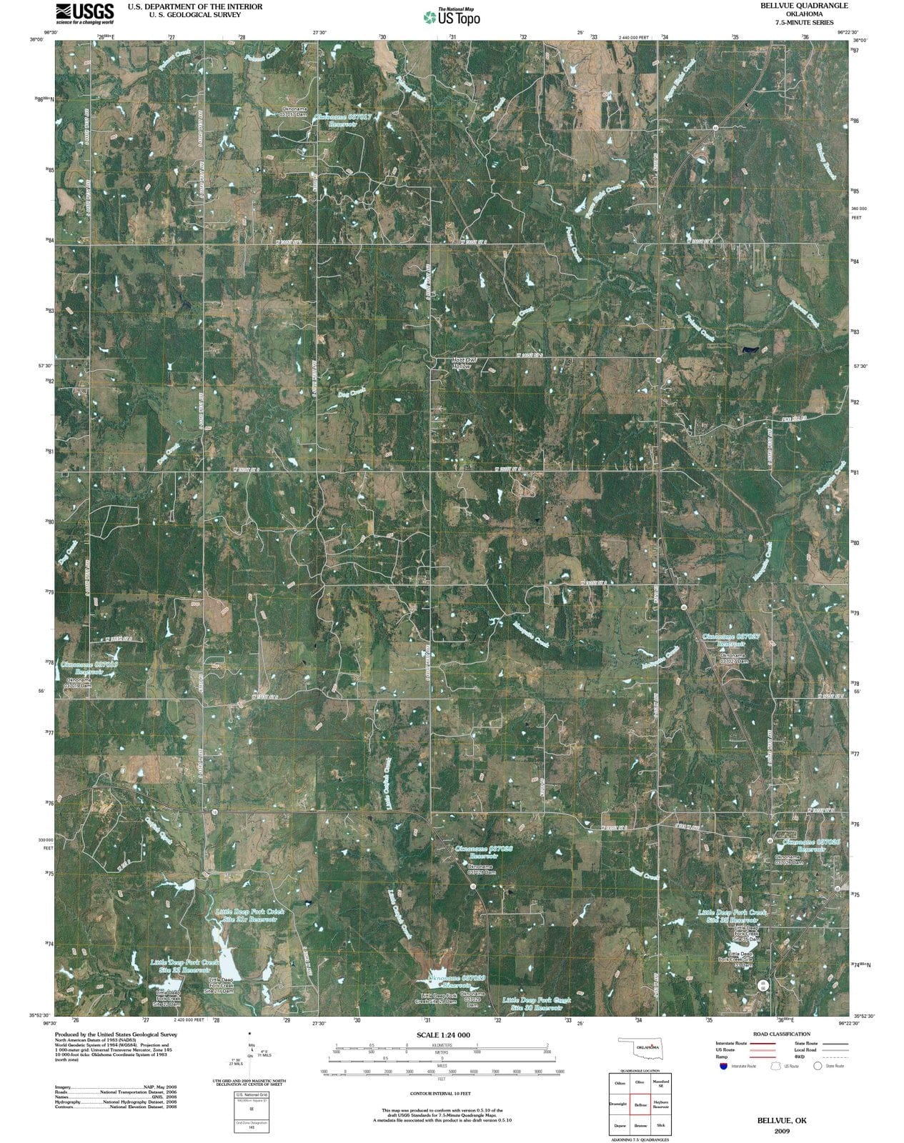 2009 Bellvue, OK - Oklahoma - USGS Topographic Map