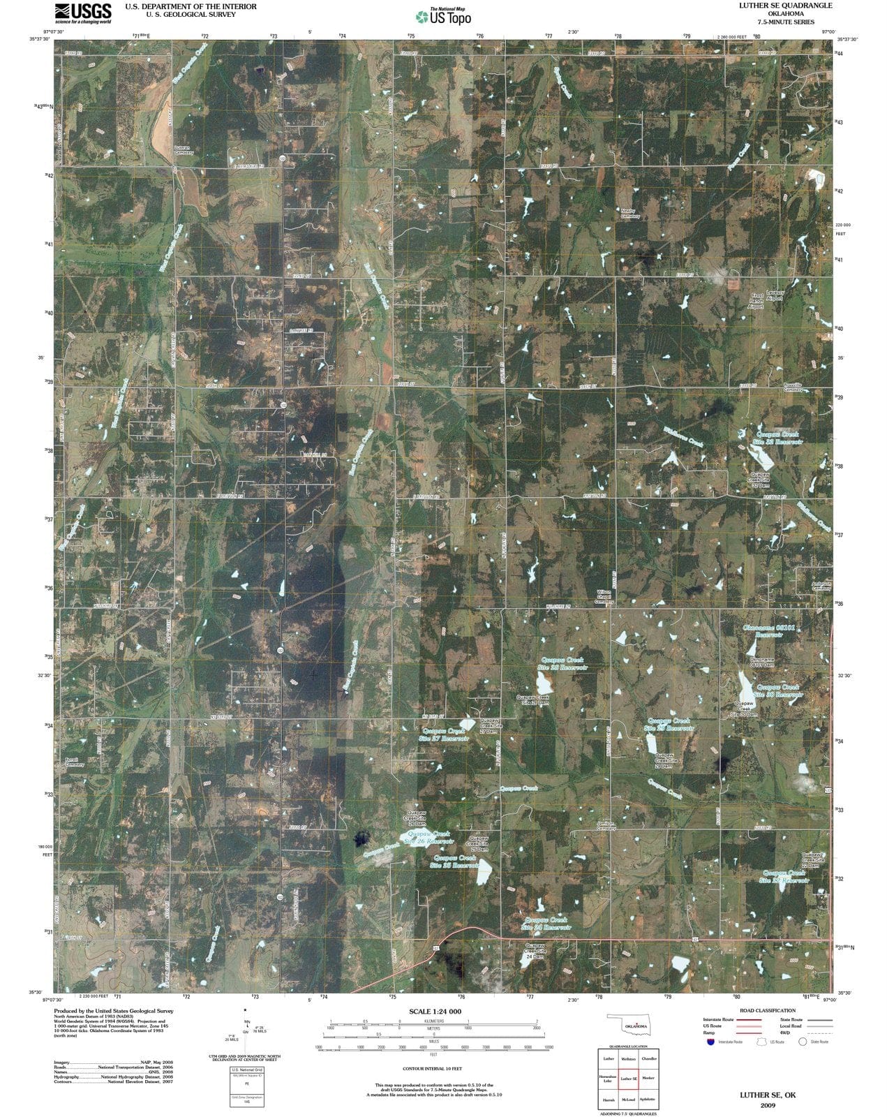 2009 Luther, OK - Oklahoma - USGS Topographic Map
