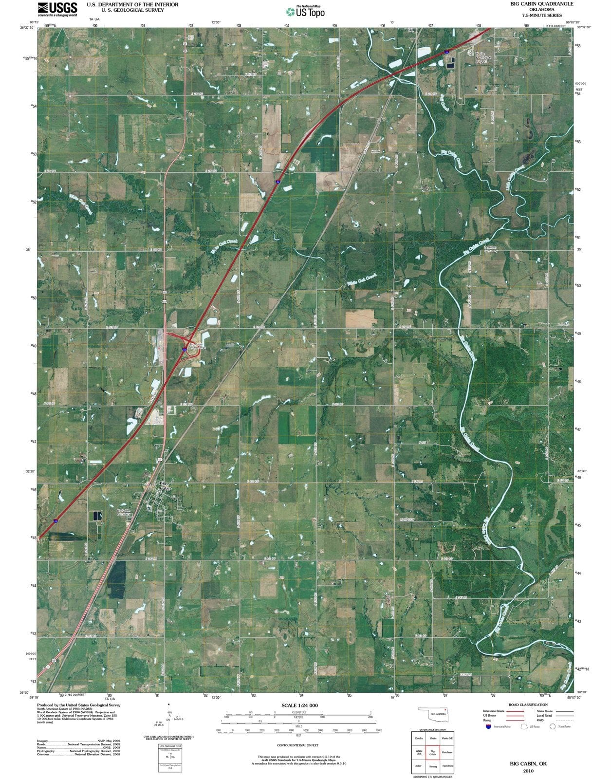 2010 Big Cabin, OK - Oklahoma - USGS Topographic Map