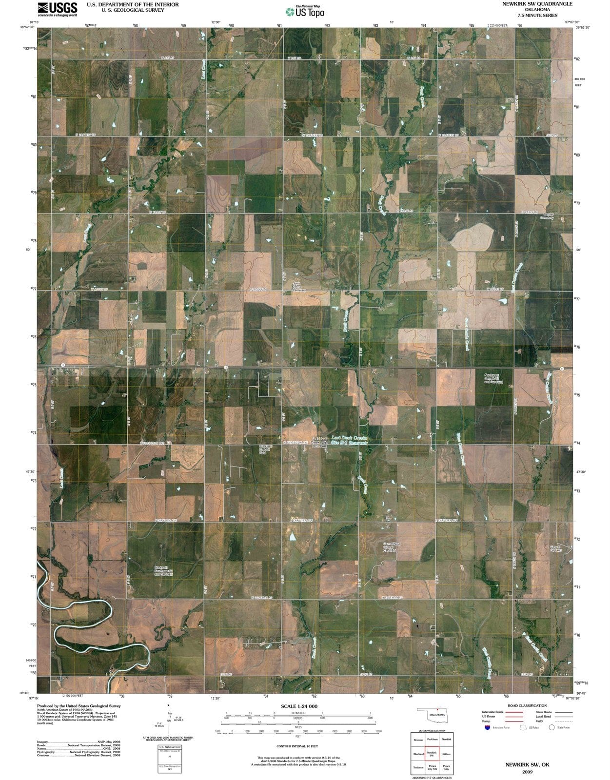 2009 Newkirk, OK - Oklahoma - USGS Topographic Map