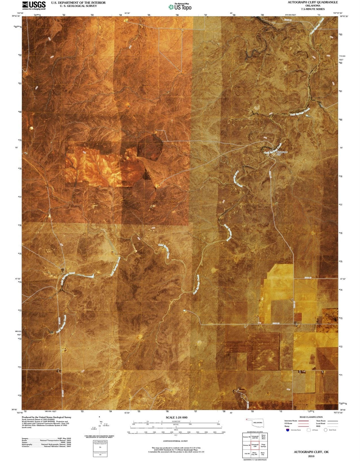 2010 Autograph Cliff, OK - Oklahoma - USGS Topographic Map