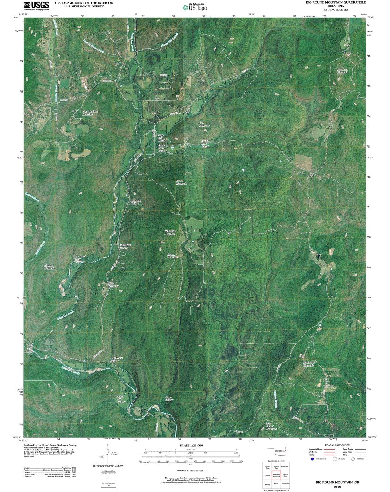 2010 Big Round Mountain, OK - Oklahoma - USGS Topographic Map
