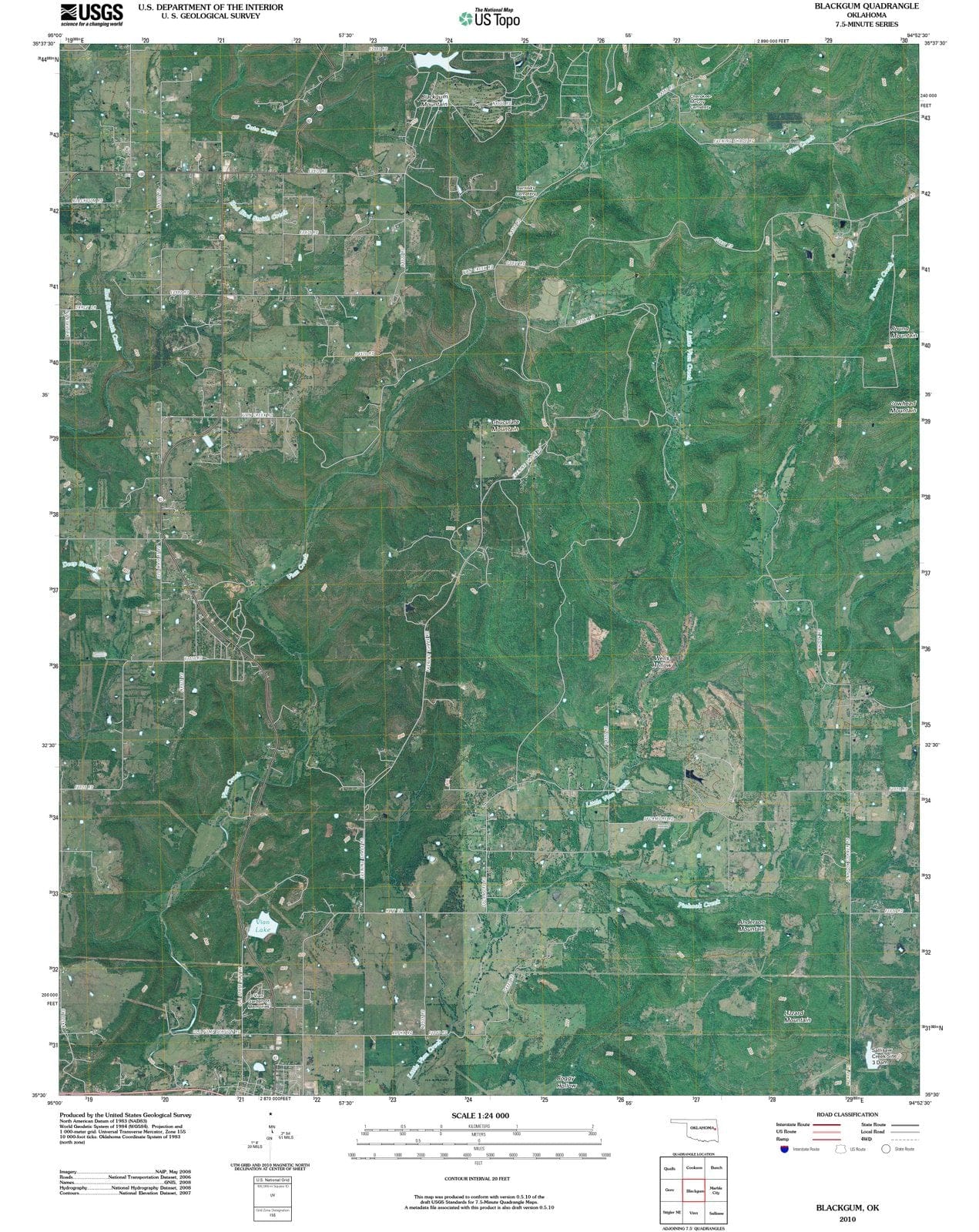 2010 Blackgum, OK - Oklahoma - USGS Topographic Map