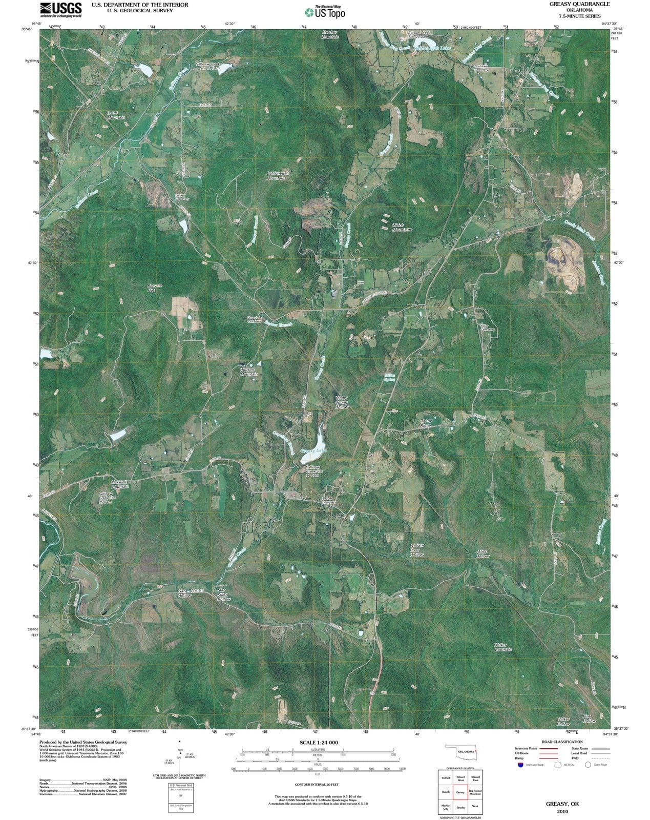 2010 Greasy, OK - Oklahoma - USGS Topographic Map