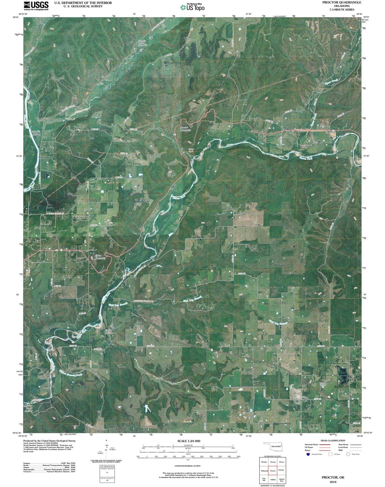 2010 Proctor, OK - Oklahoma - USGS Topographic Map