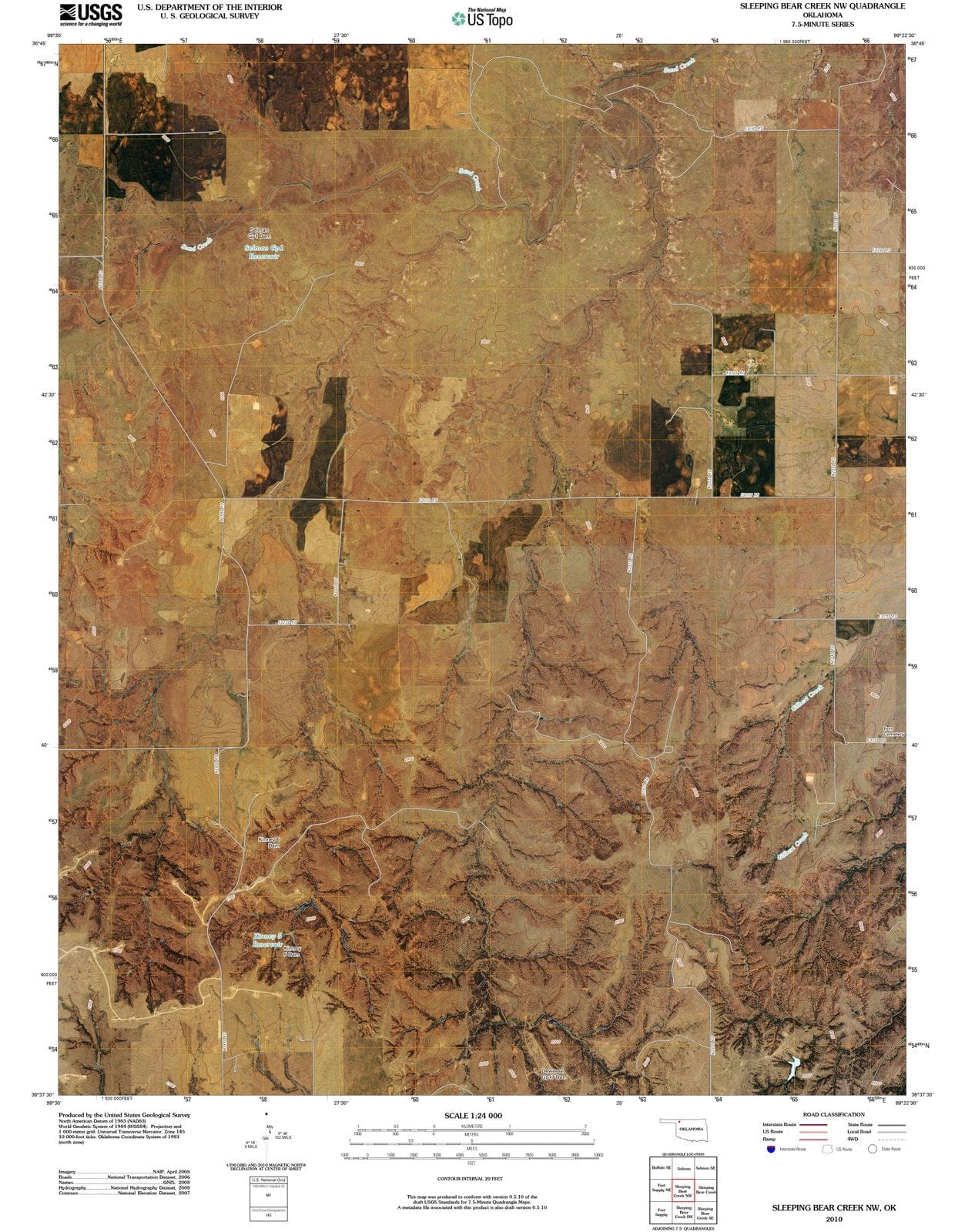 2010 Sleeping Bear Creek, OK - Oklahoma - USGS Topographic Map
