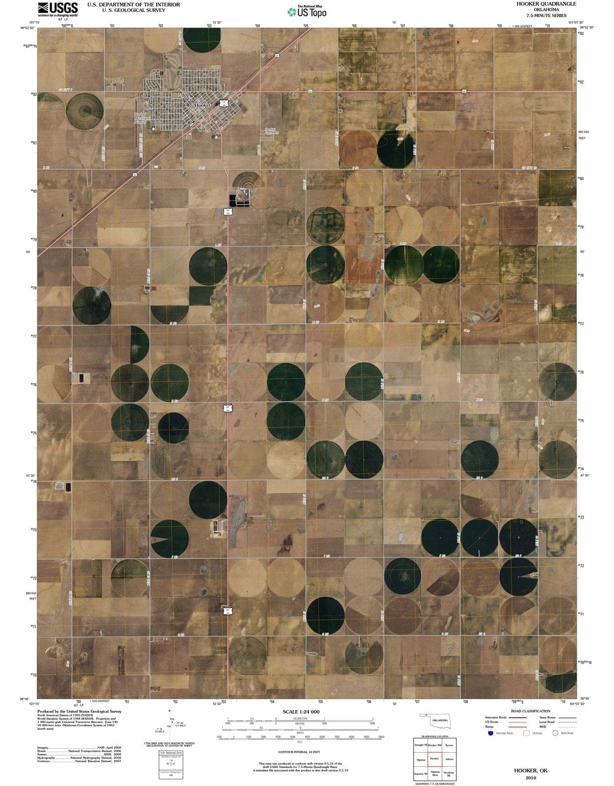 2010 Hooker, OK - Oklahoma - USGS Topographic Map