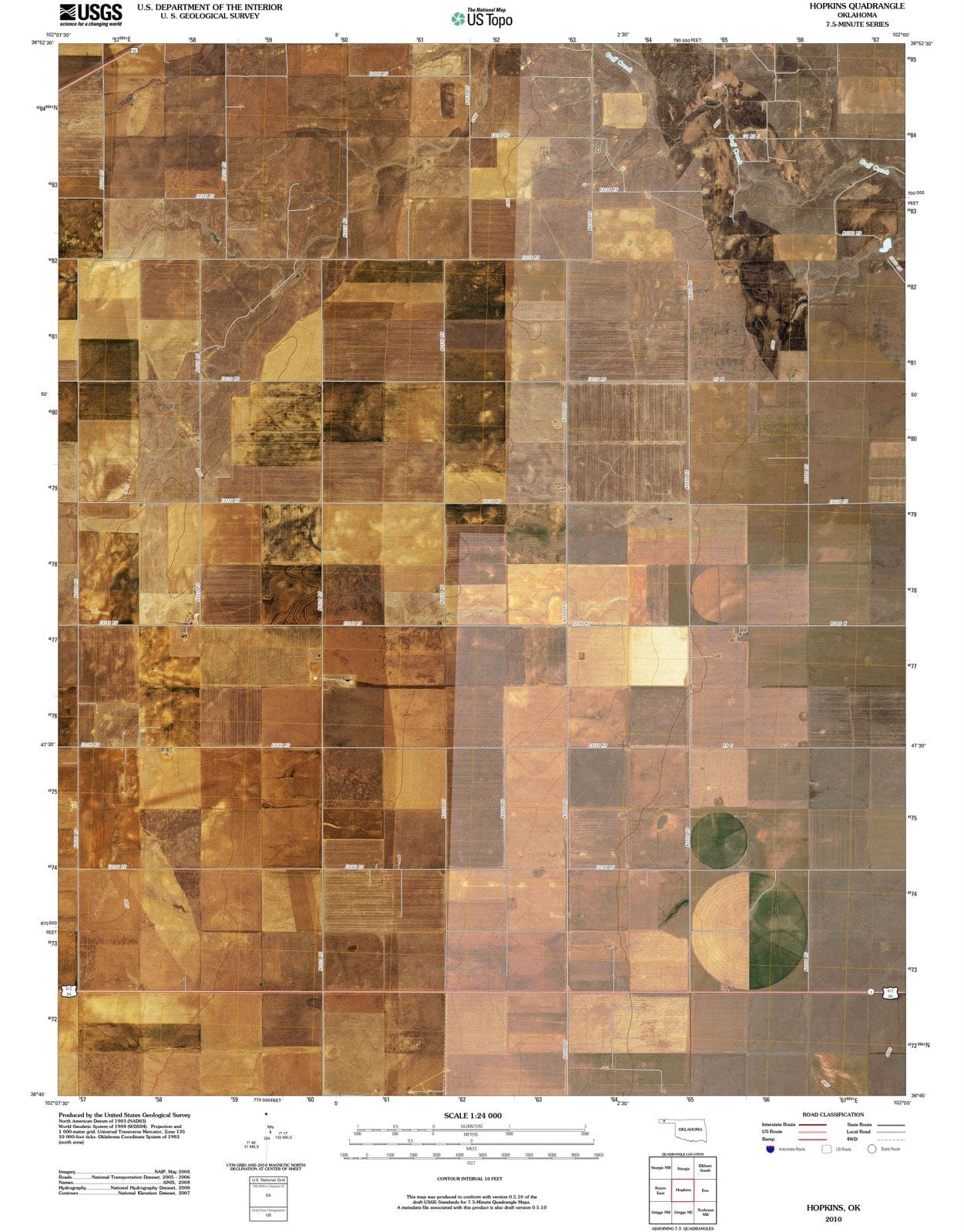 2010 Hopkins, OK - Oklahoma - USGS Topographic Map