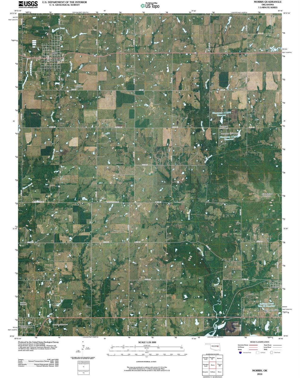 2010 Morris, OK - Oklahoma - USGS Topographic Map