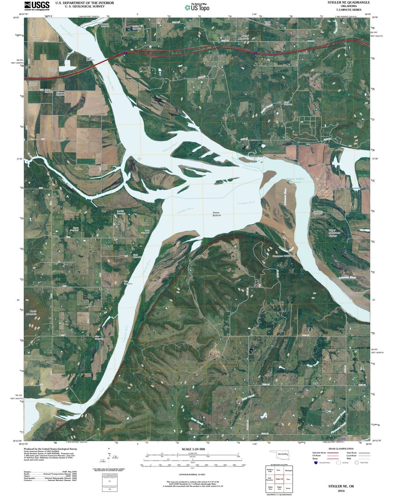 2010 Stigler, OK - Oklahoma - USGS Topographic Map
