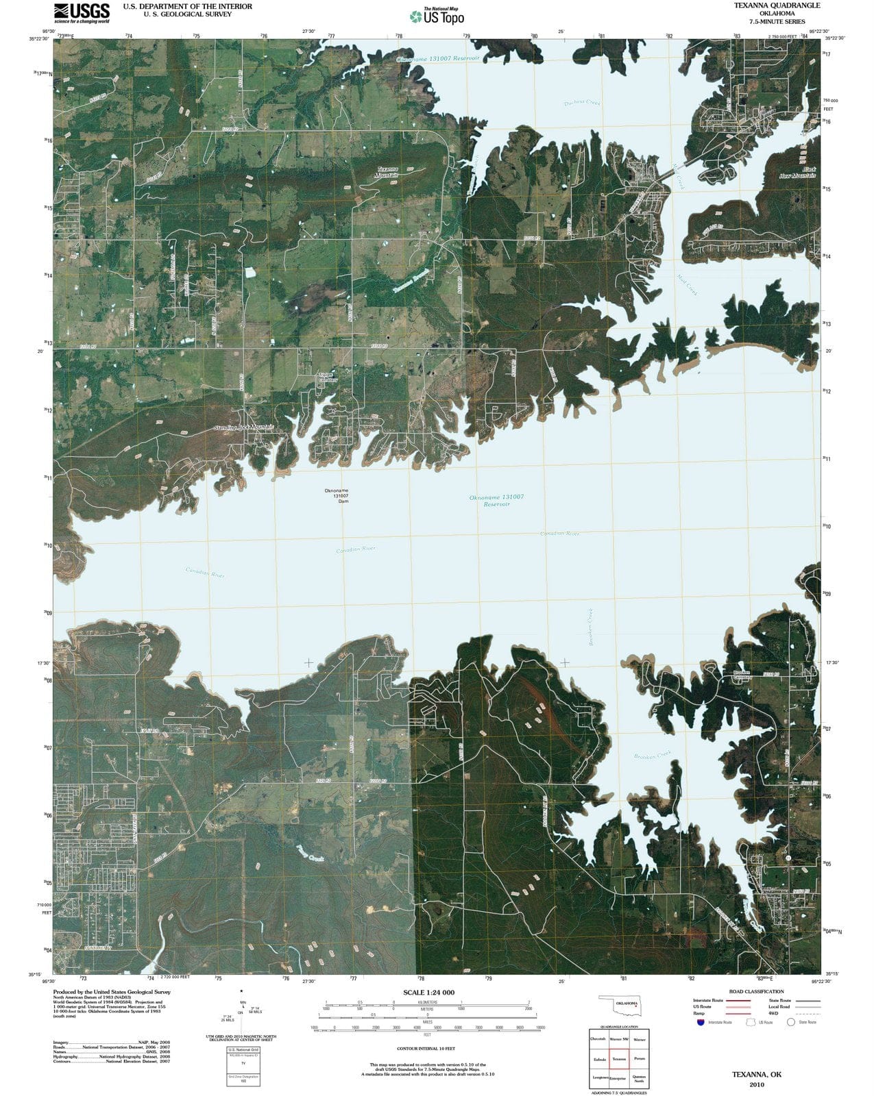 2010 Texanna, OK - Oklahoma - USGS Topographic Map