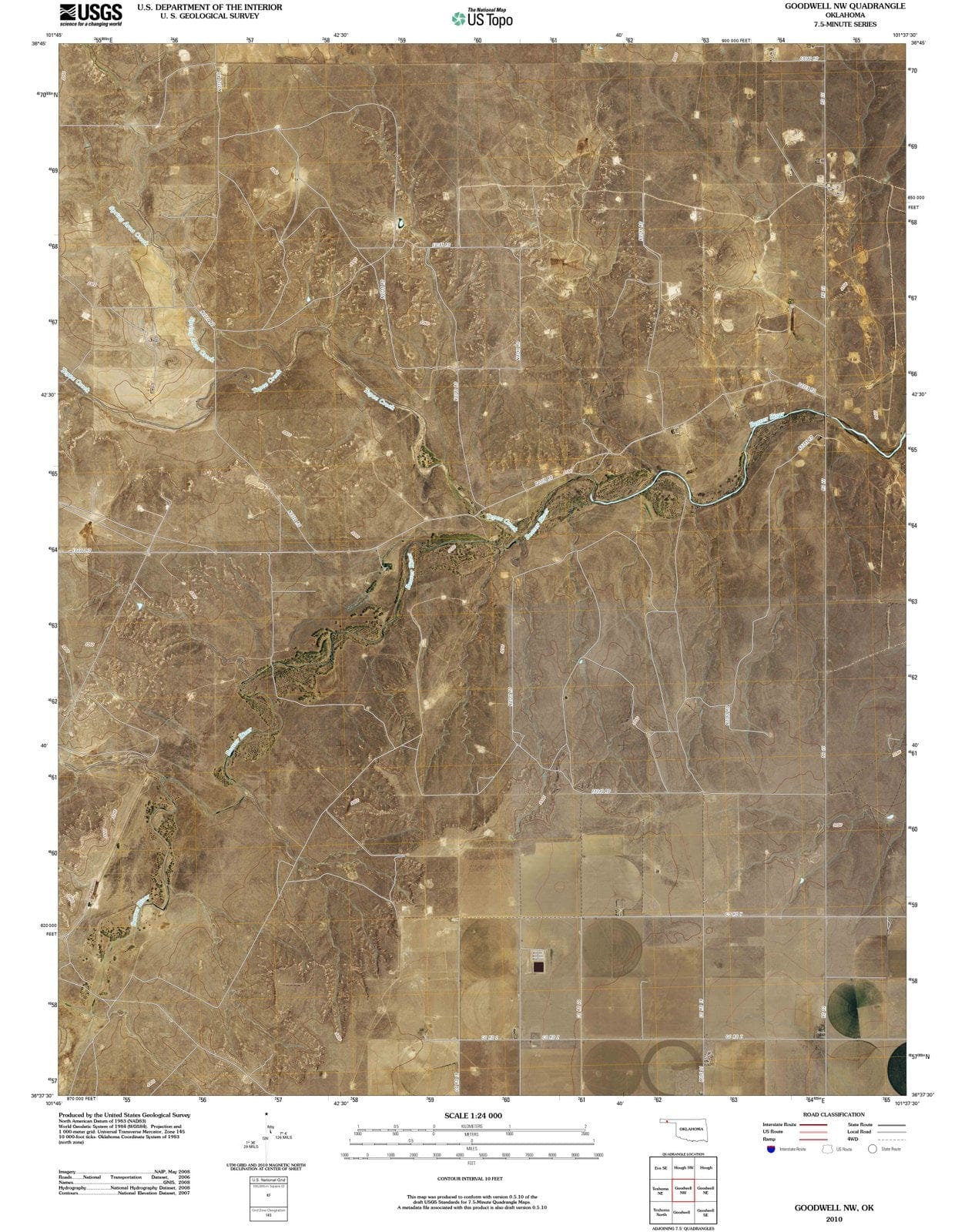 2010 Goodwell, OK - Oklahoma - USGS Topographic Map