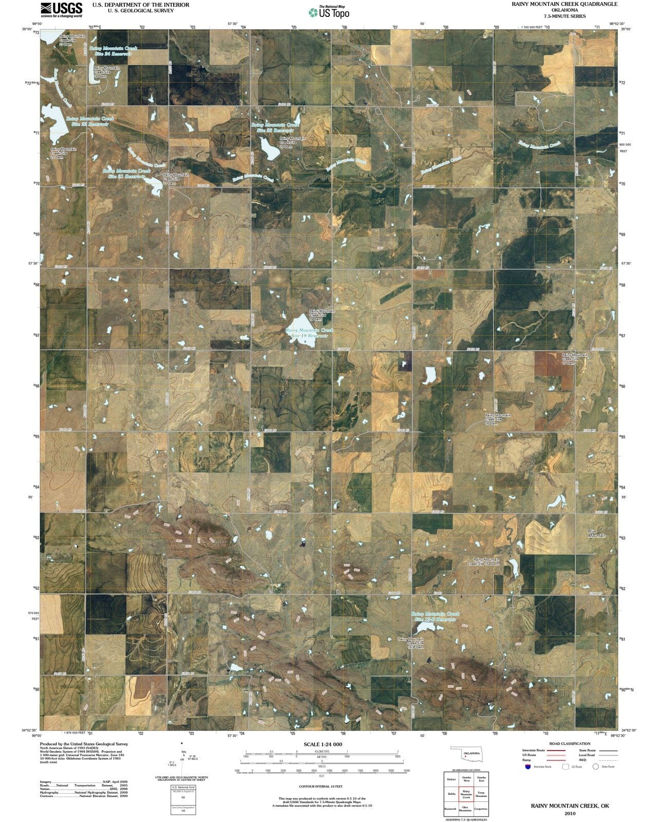 2010 Rainy Mountain Creek, OK - Oklahoma - USGS Topographic Map