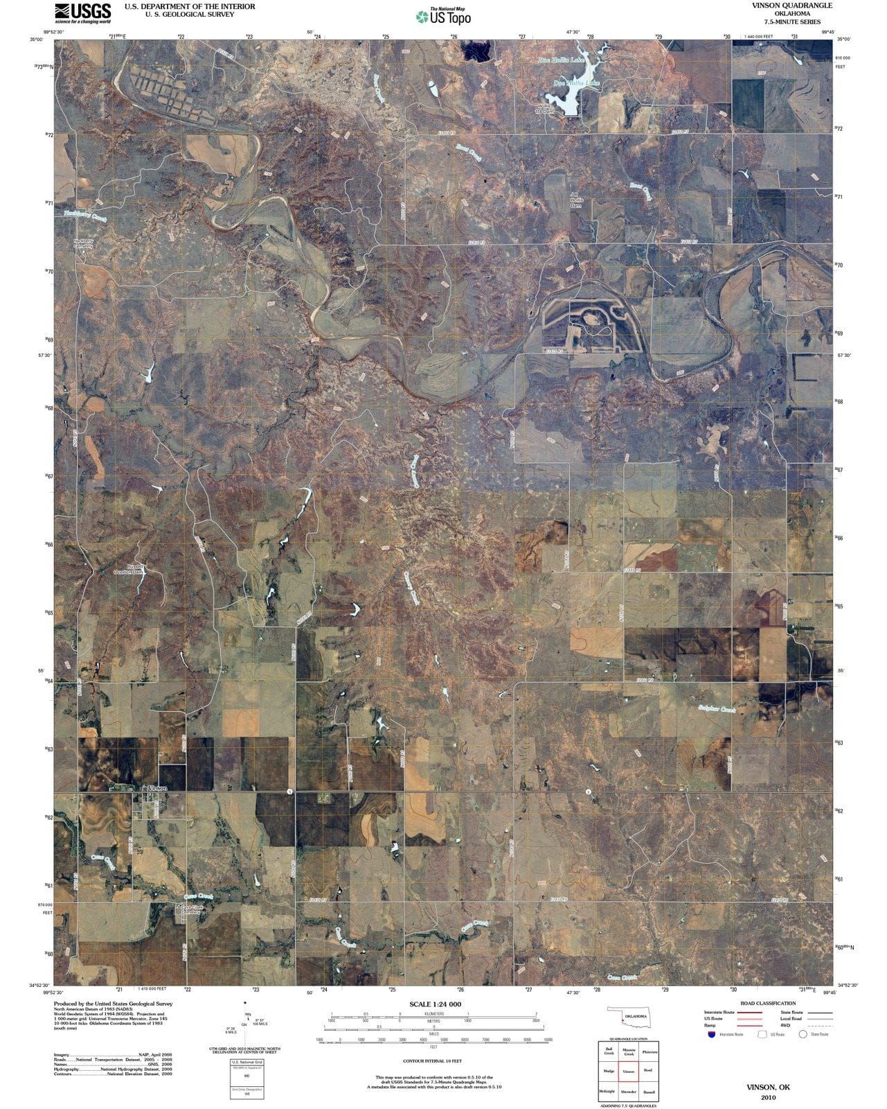 2010 Vinson, OK - Oklahoma - USGS Topographic Map