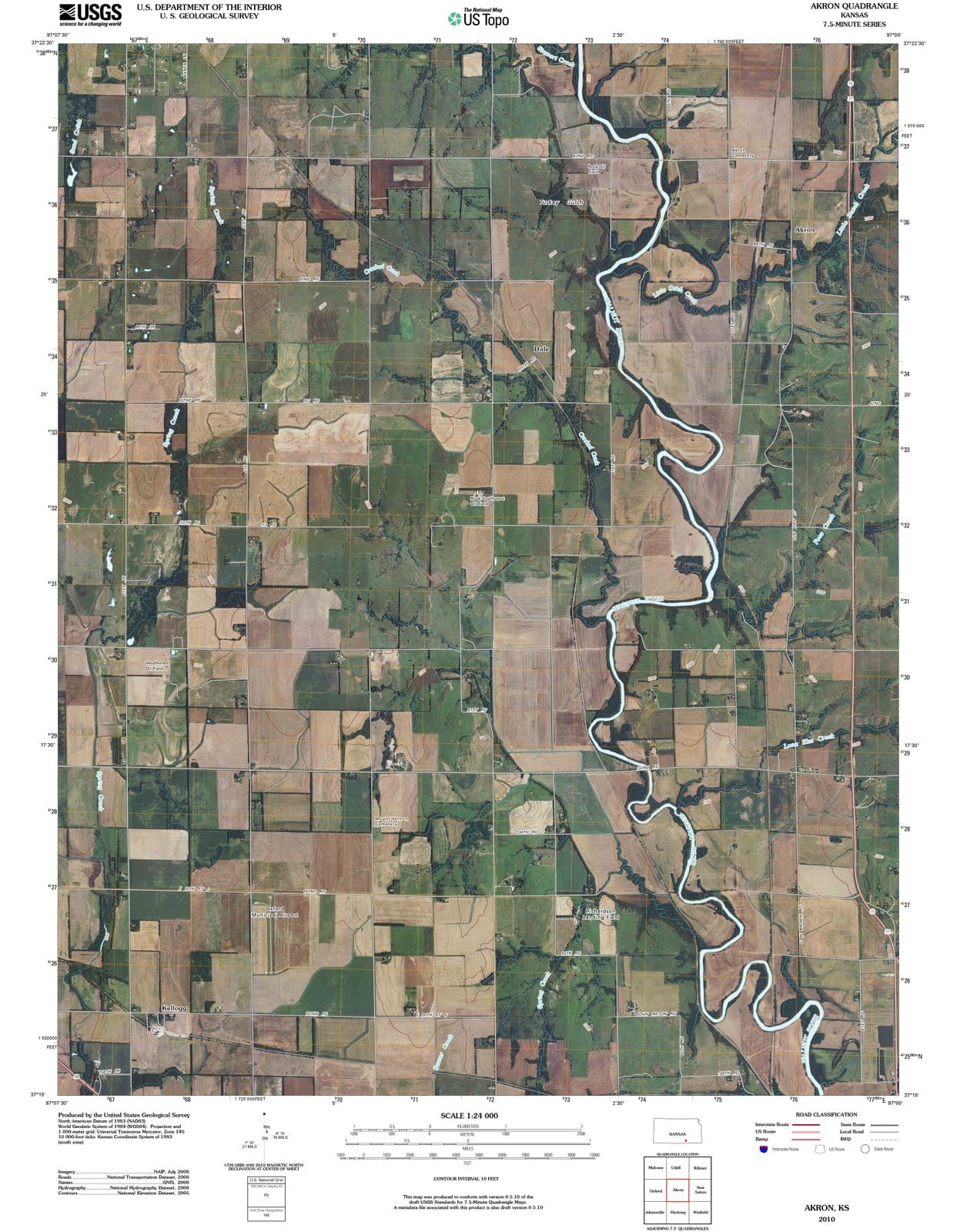 2010 Akron, KS - Kansas - USGS Topographic Map