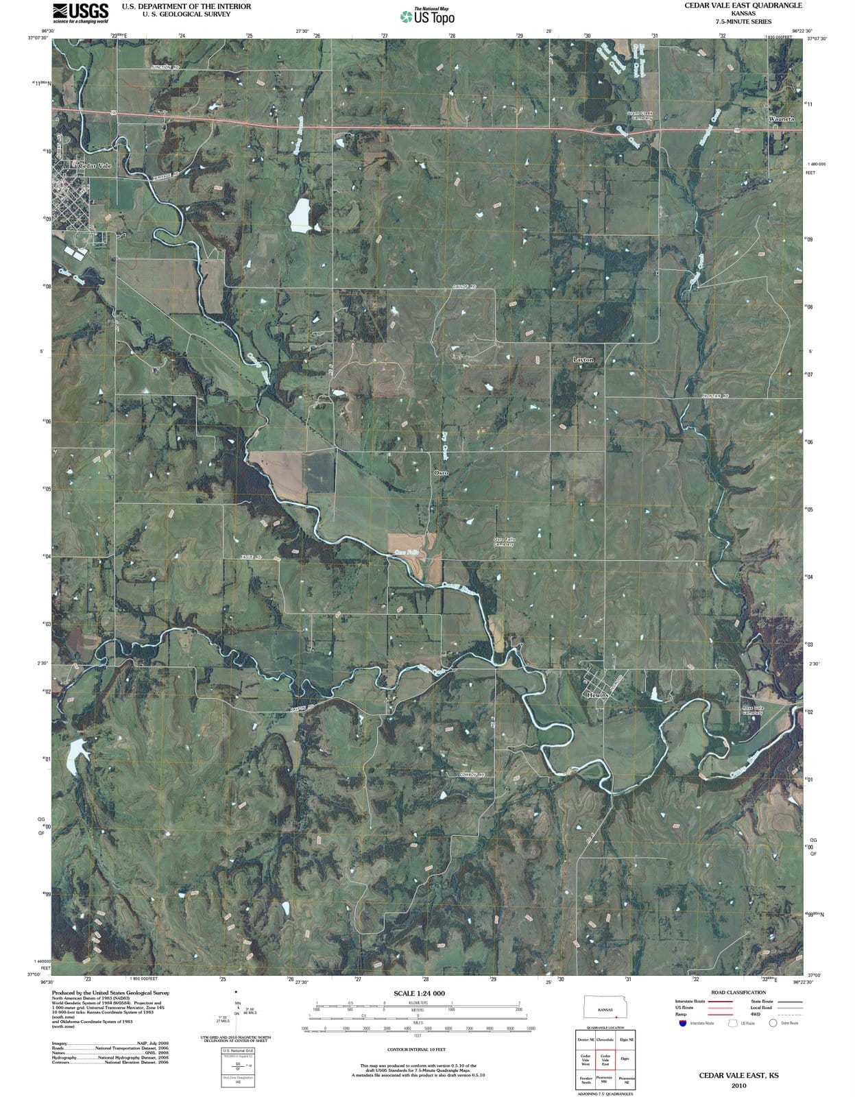 2010 Cedar Vale East, KS - Kansas - USGS Topographic Map