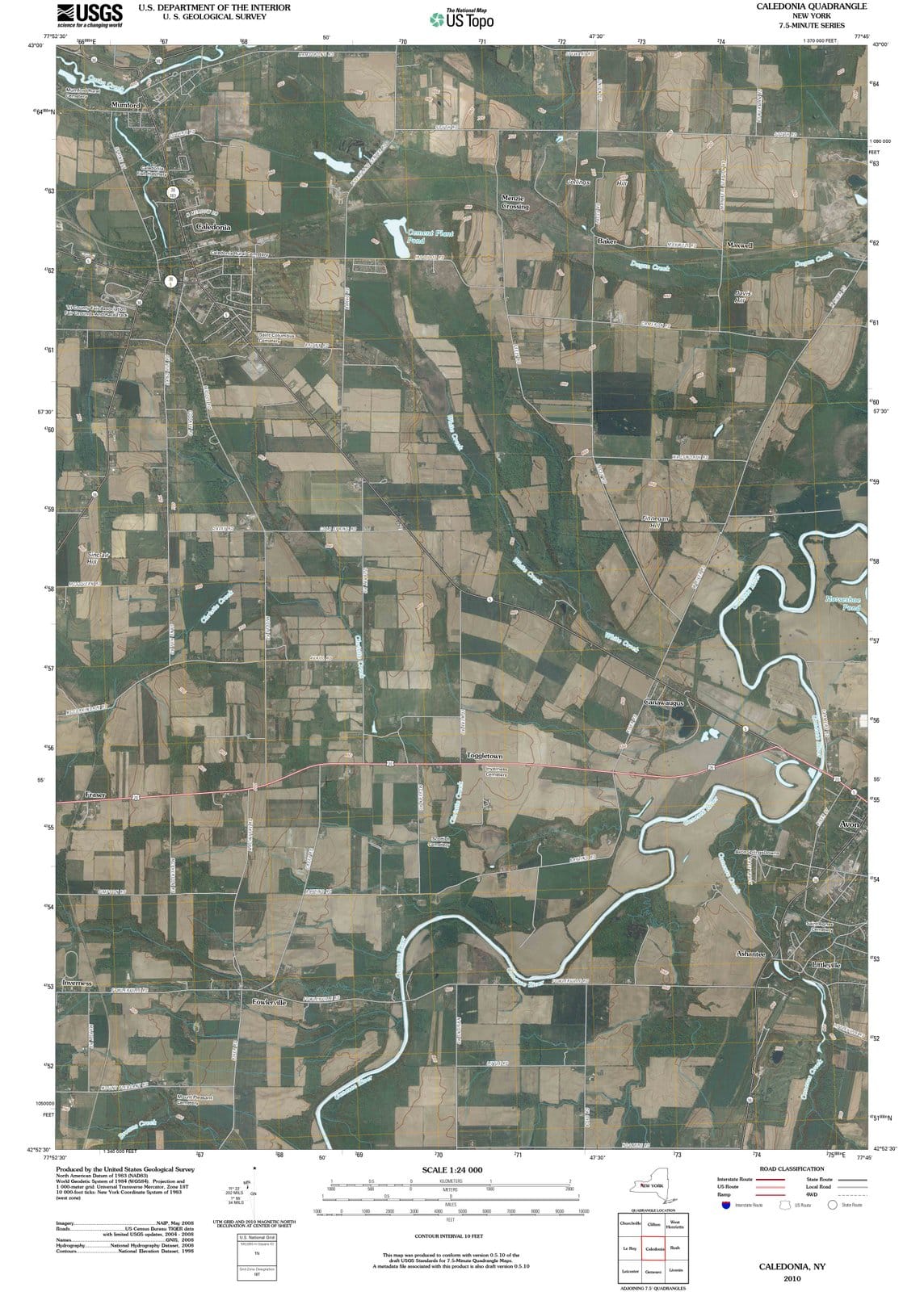 2010 Caledonia, NY - New York - USGS Topographic Map