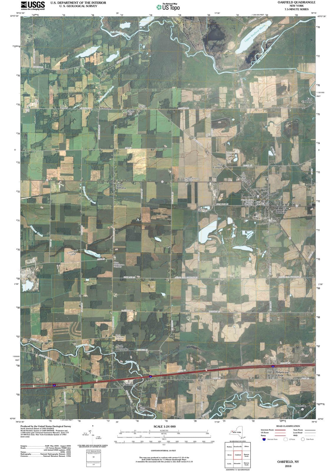 2010 Oakfield, NY - New York - USGS Topographic Map