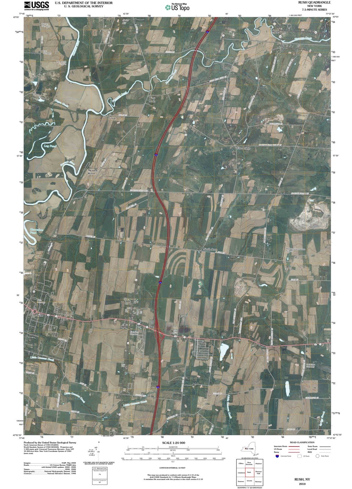 2010 Rush, NY - New York - USGS Topographic Map