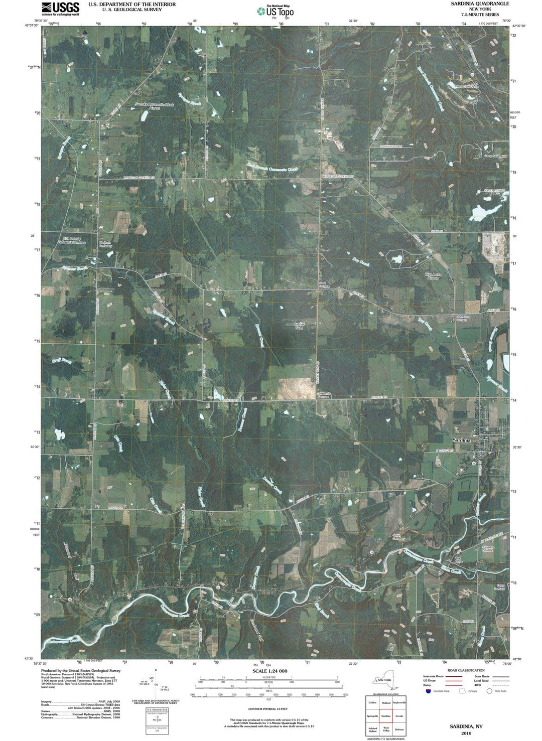 2010 Sardinia, NY - New York - USGS Topographic Map