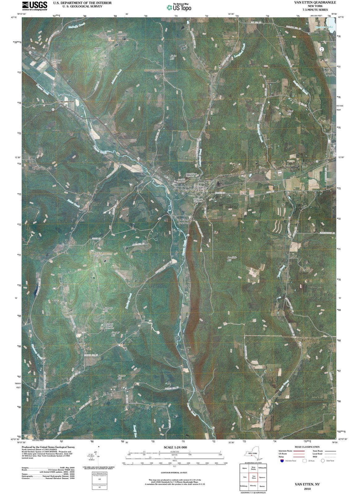 2010 Van Etten, NY - New York - USGS Topographic Map