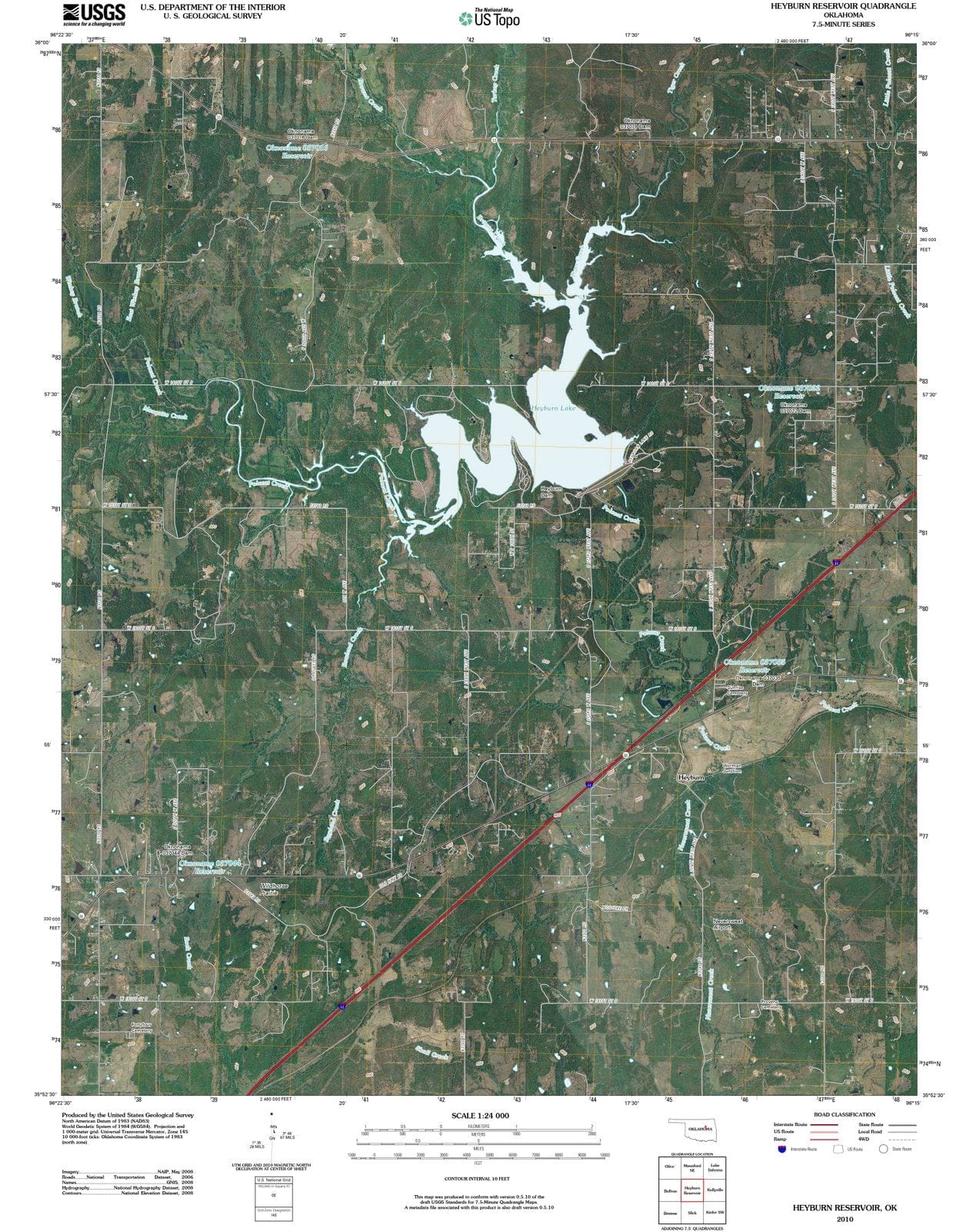 2010 Heyburn Reservoir, OK - Oklahoma - USGS Topographic Map