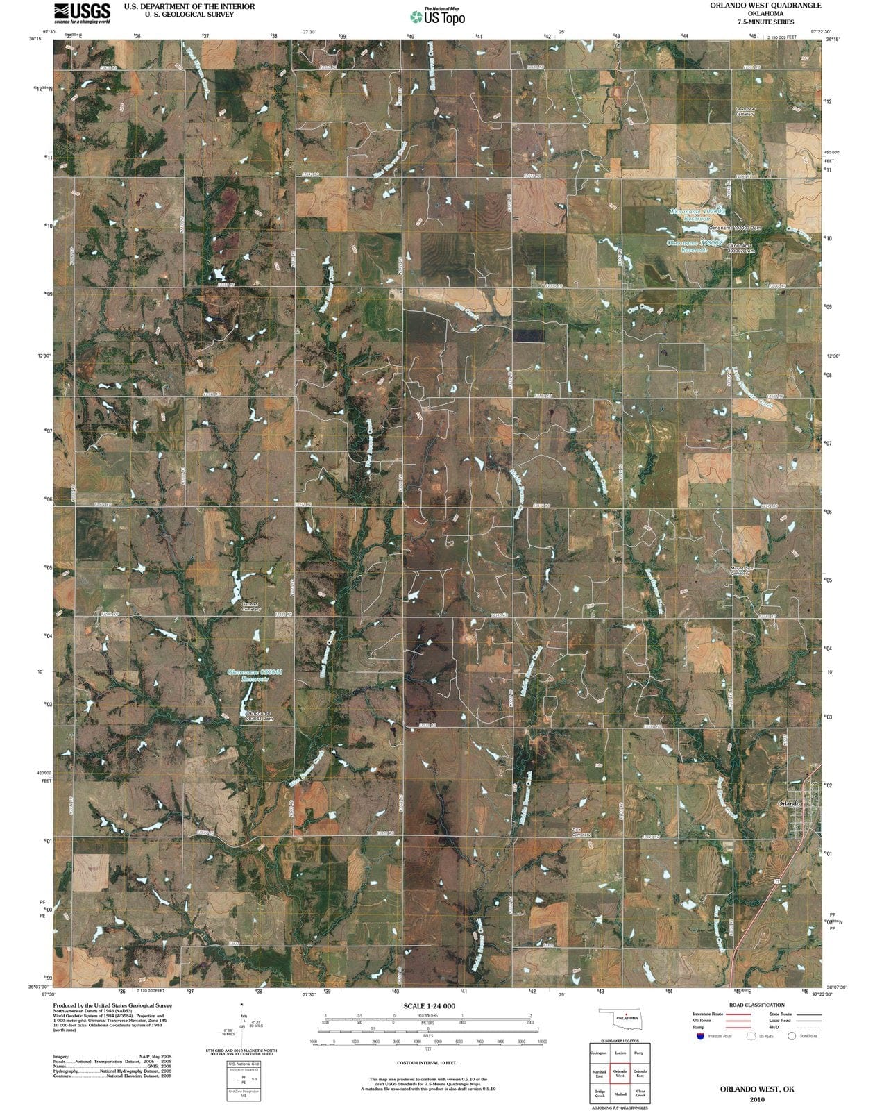 2010 Orlando West, OK - Oklahoma - USGS Topographic Map
