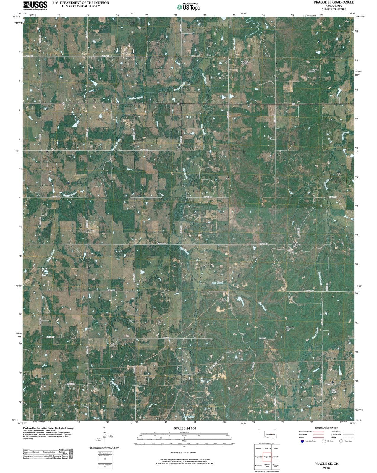 2010 Prague, OK - Oklahoma - USGS Topographic Map