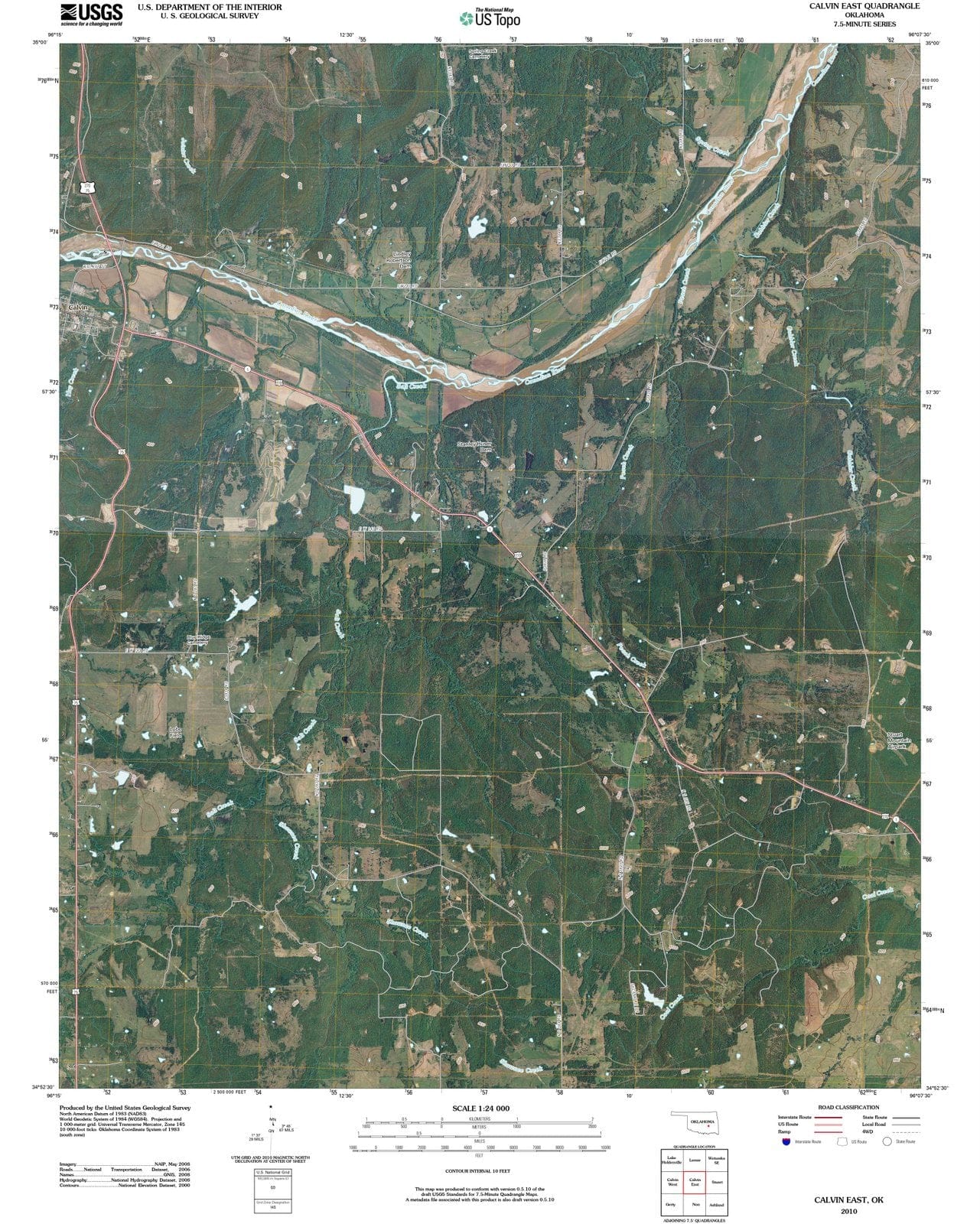 2010 Calvin East, OK - Oklahoma - USGS Topographic Map