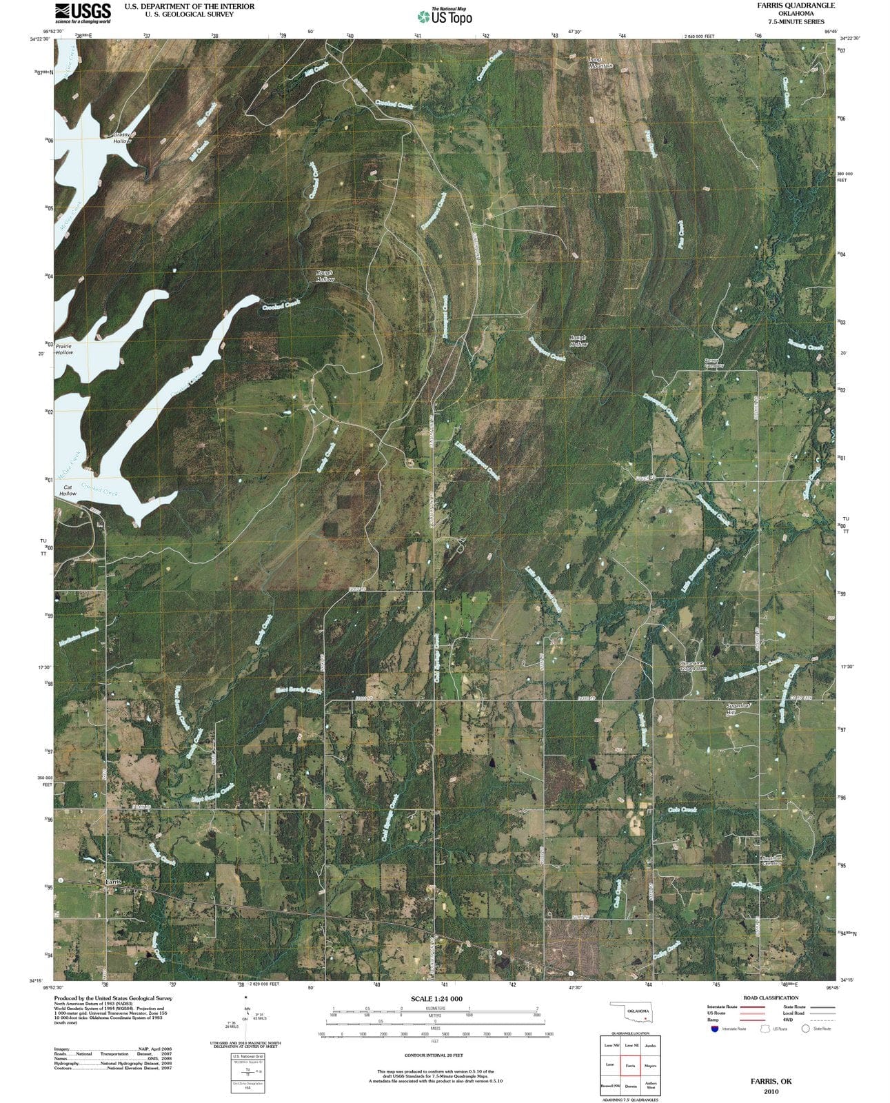 2010 Farris, OK - Oklahoma - USGS Topographic Map
