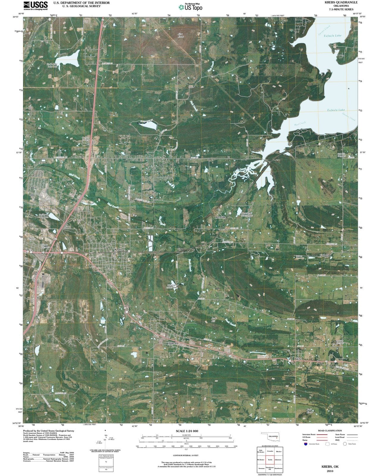 2010 Krebs, OK - Oklahoma - USGS Topographic Map
